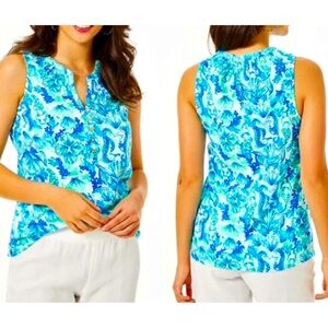 NWT LILLY PULITZER ESSIE TOP XS SEA OATS SEEING DOUBLE